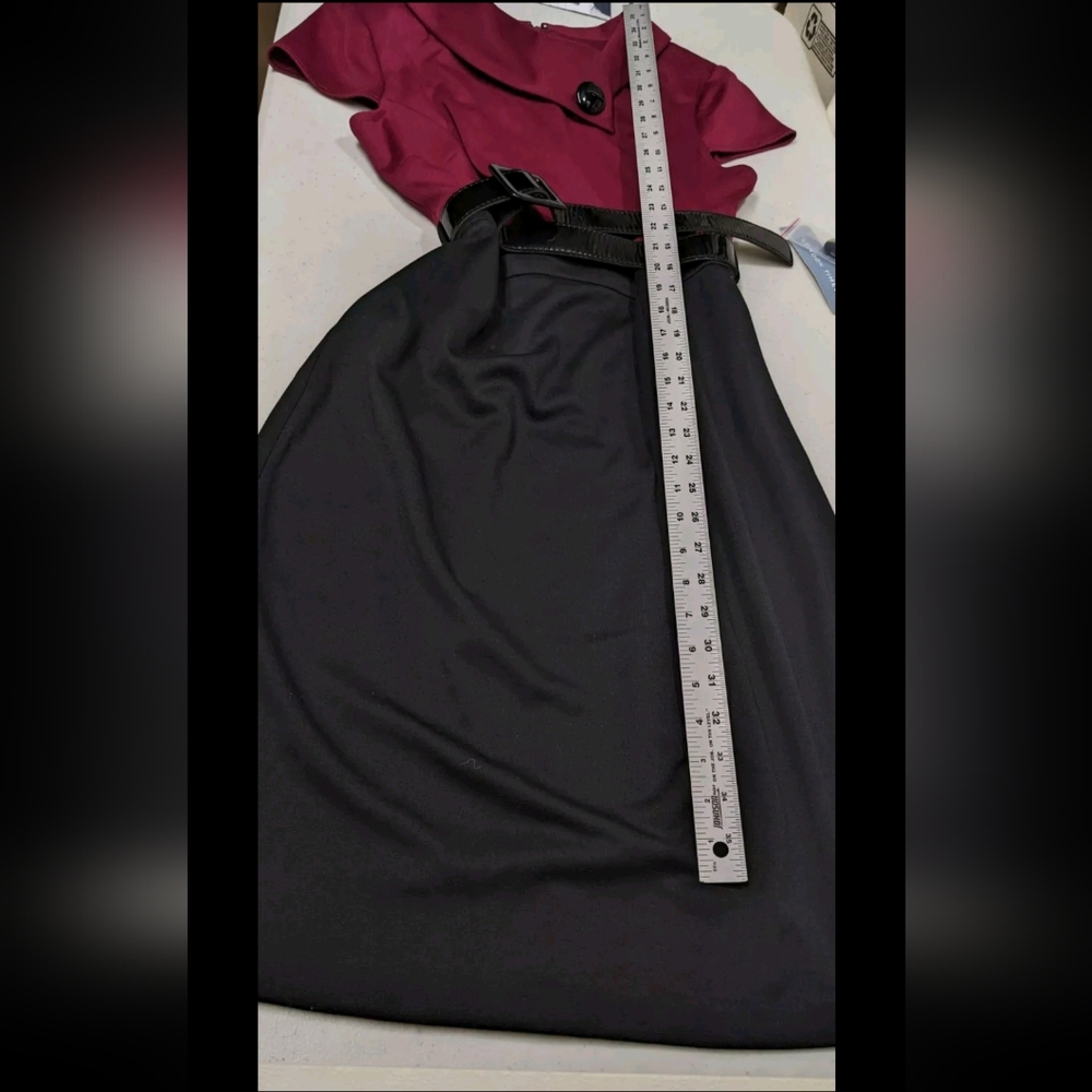NWT London Times Collared Sheath Dress 15 Color Block Burgundy Corpcore Elegant - Picture 11 of 13